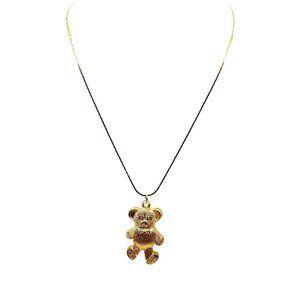 Lady Remington Teddy Bear Pendant Necklace, Vintage Gold Tone Chain